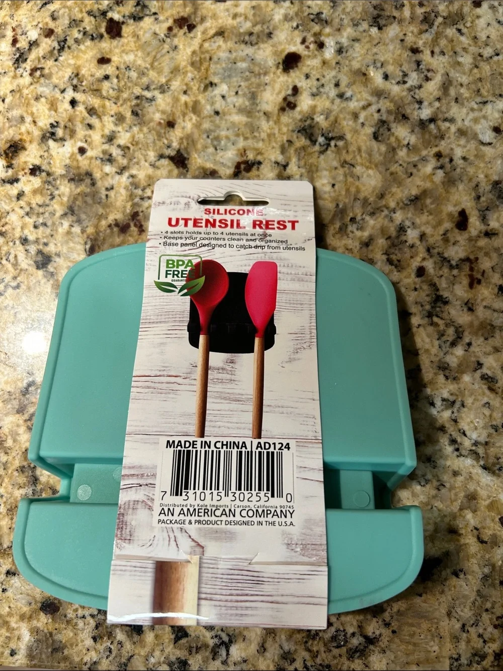 Silicone Spoon Rest with 4 Slots - Teal